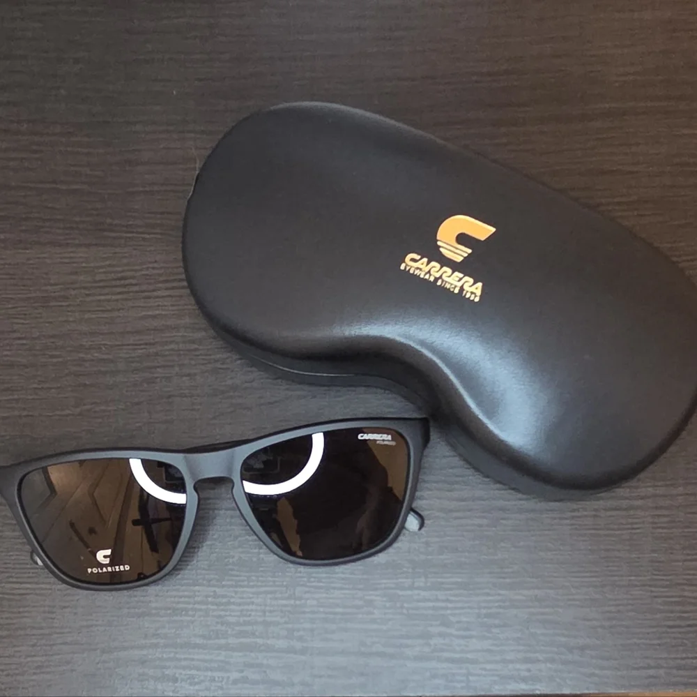 Carrera 8058/S Polarized Sunglasses Black 003/M9 Unisex NWOT w/ Case